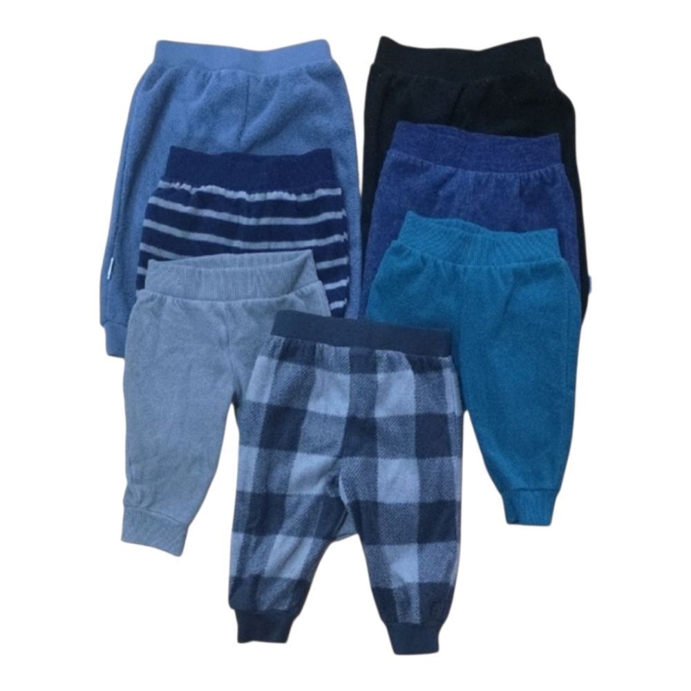 Baby Boys Fleece Bottoms Set - Black, Blue, Gray